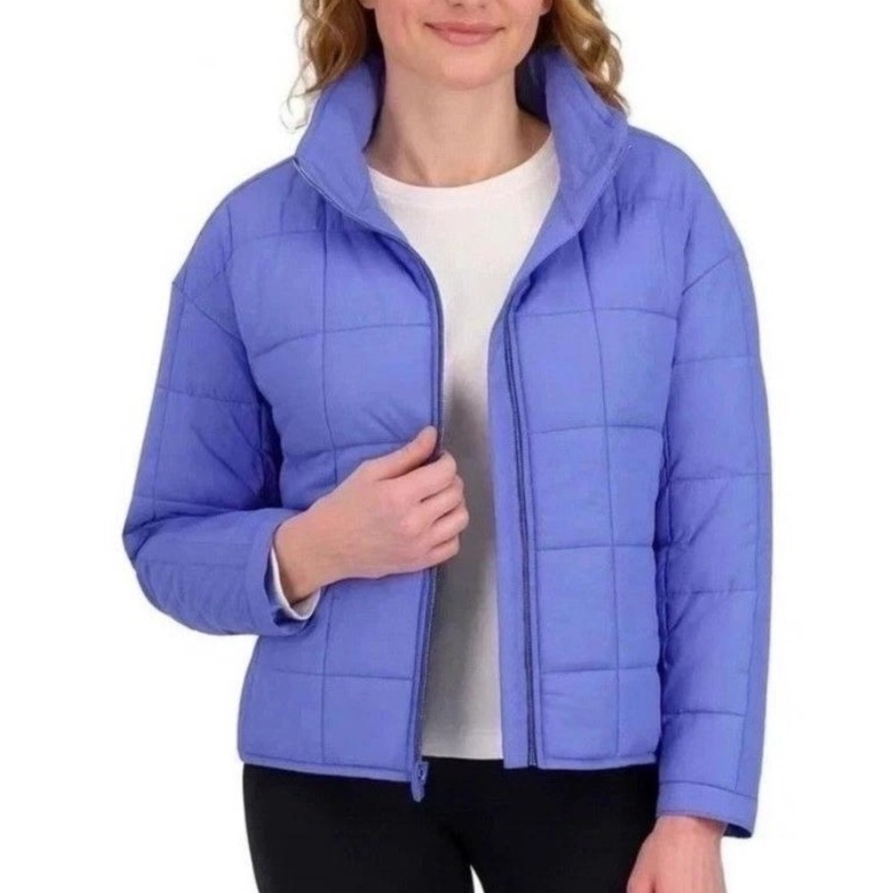 NWT Roxy Women's Large Blue Quilted Puffer Jacket Nylon Full Zip d2590
